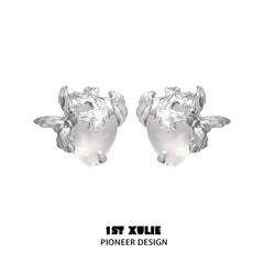 1ST XULIE "Whiterfly" Dainty White Agate Butterfly Stud Earrings in 925 Sterling Silver - Packaging View