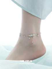 1ST XULIE "Whiterfly" White Agate & Cat's Eye Butterfly Anklet in 925 Sterling Silver - Clasp Detail