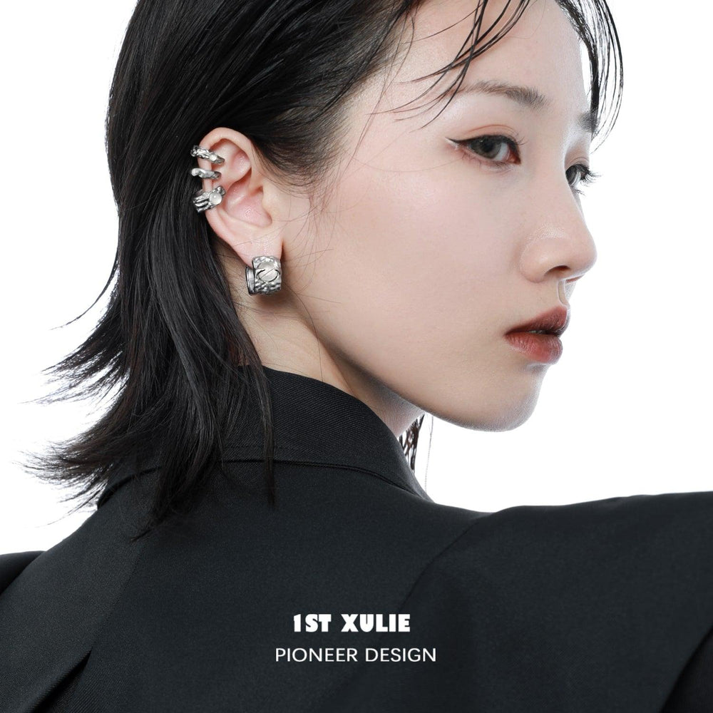 1ST XULIE "Day Dream" White Agate Chain Ear Clips in 24K Gold Plated Brass - Angle View