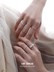 1ST XULIE "Daybreak" White Agate Open Ring in 24K Gold Plated Sterling Silver - Side View