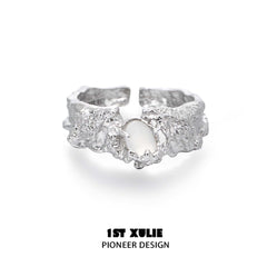 1ST XULIE "Daybreak" White Agate Open Ring in 24K Gold Plated Sterling Silver - Product View