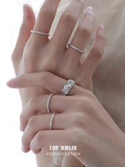 1ST XULIE "Daybreak" White Agate Open Ring in 24K Gold Plated Sterling Silver - Product View