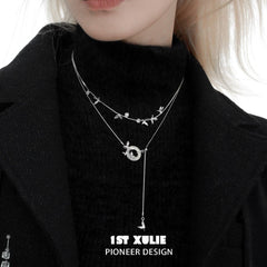 1ST XULIE "Whiterfly" Dainty White Chalcedony Beaded Choker Necklace in 925 Sterling Silver - On Model