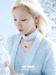 1ST XULIE Jewelry "Snowy Cuties" White Pony Dainty Pendant Necklace in Platinum Plated - Angle 1
