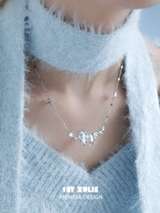1ST XULIE Jewelry "Snowy Cuties" White Pony Dainty Pendant Necklace in Platinum Plated - Detail Shot