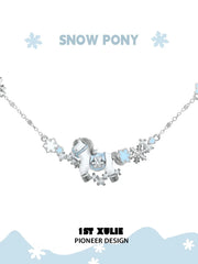 1ST XULIE Jewelry "Snowy Cuties" White Pony Dainty Pendant Necklace in Platinum Plated - Packaging View