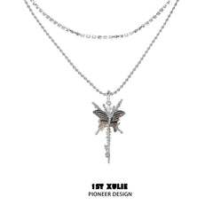 1ST XULIE "Whiterfly" White Shell Butterfly Necklace in Platinum & Titanium - Packaging View