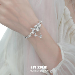 1ST XULIE "Whiterfly" Gothic Skeleton Butterfly Charm Bracelet in Gold & Platinum Plate - Lifestyle Shot