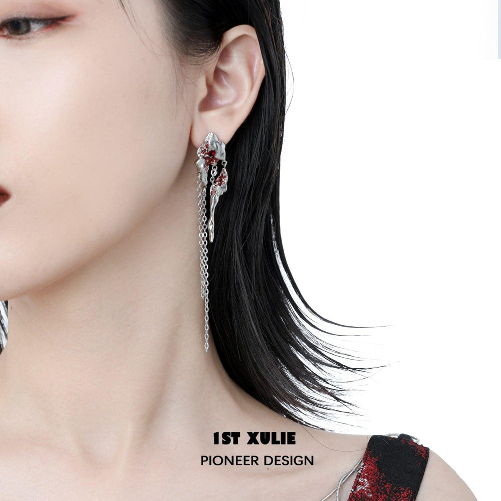 1ST XULIE "Wind Erosion" Platinum Plated Statement Dangle Earrings - Product View