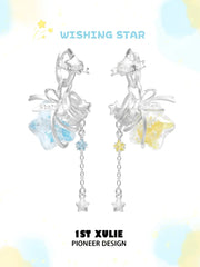 1ST XULIE Jewelry "WISHING STAR" Wishing Bottle Dangle Earrings in Platinum Plated - Detail Shot