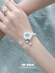 1ST XULIE Jewelry "WISHING STAR" Wishing Star Flip Bangle in Rhodium Plated Brass - Detail Shot