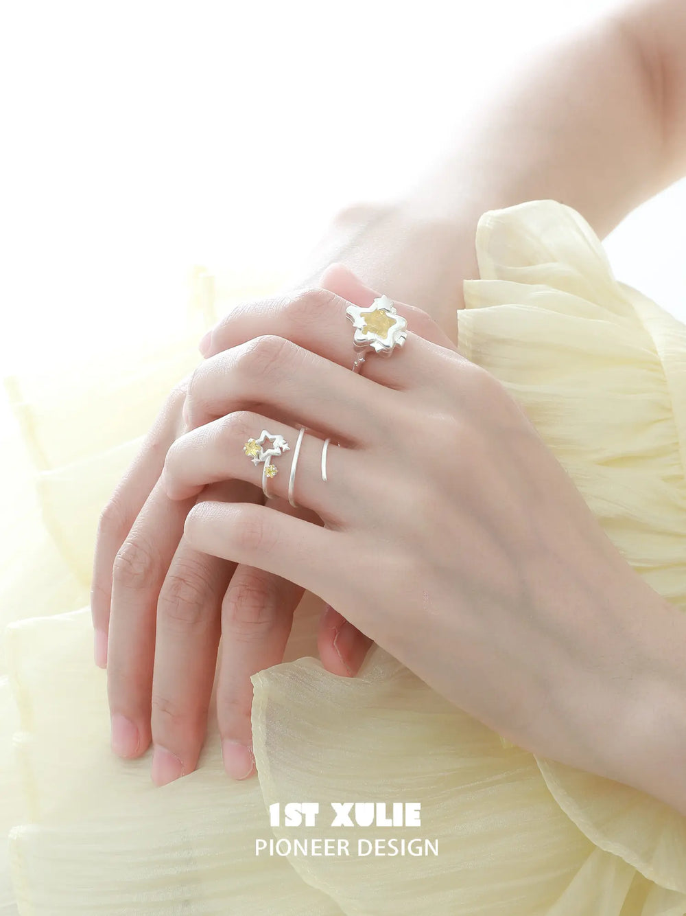 1ST XULIE Jewelry "WISHING STAR" Wishing Wand Zircon Ring in 925 Sterling Silver - Lifestyle Shot