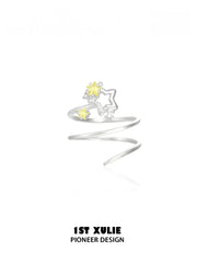 1ST XULIE Jewelry "WISHING STAR" Wishing Wand Zircon Ring in 925 Sterling Silver - Texture