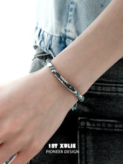 1ST XULIE "Mini World" World Map Charm Bracelet in 925 Sterling Silver - On Model Close-up