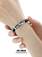 1ST XULIE "Mini World" World Map Charm Bracelet in 925 Sterling Silver - Side View on Model