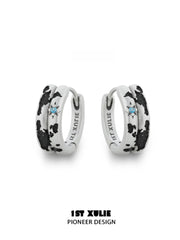 1ST XULIE "Mini World" Travel-Inspired World Map Huggie Hoop Earrings in Platinum Plated - Product View