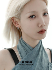 1ST XULIE "Mini World" Travel-Inspired World Map Huggie Hoop Earrings in Platinum Plated - Packaging View