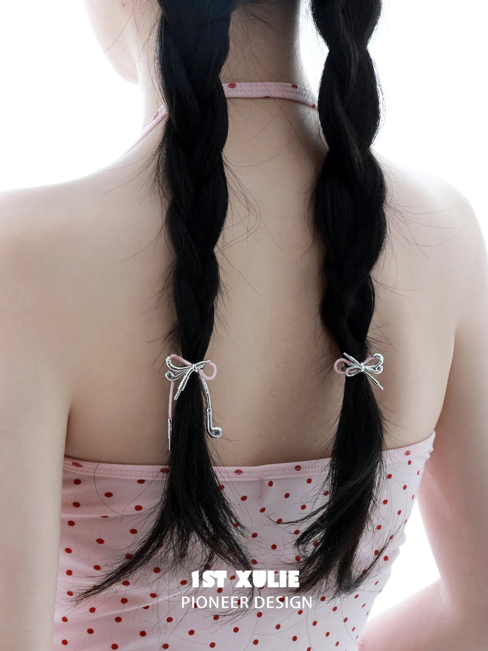 1ST XULIE Jewelry "MILLENNIUM SIGNAL" Y2K Earphone Bow Hair Clips - Product View