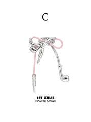 1ST XULIE Jewelry "MILLENNIUM SIGNAL" Y2K Earphone Bow Hair Clips - Detail Shot
