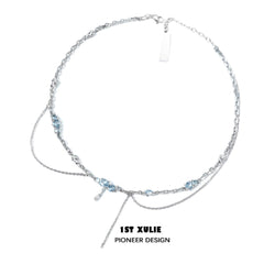1ST XULIE "THE SEA" Zirconia Chain Choker in Platinum Plated - Detail Shot