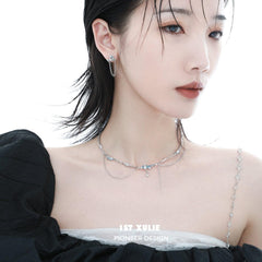 1ST XULIE "THE SEA" Zirconia Chain Choker in Platinum Plated - Lifestyle Shot