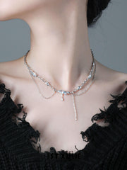1ST XULIE "THE SEA" Zirconia Chain Choker in Platinum Plated - Product View