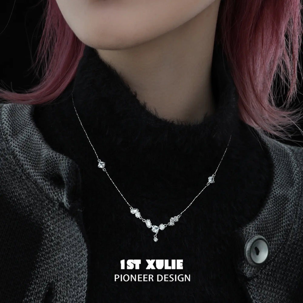 1ST XULIE "Silver Angel" Dainty Zirconia Choker Necklace in 925 Sterling Silver - Clasp Detail