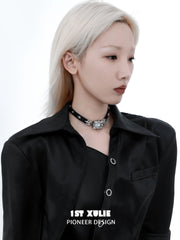 1ST XULIE Jewelry "Star Trails" Zirconia Watch Pendant Choker Necklace in Brass - Angle 2