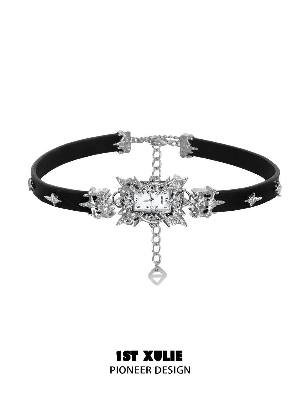 1ST XULIE Jewelry "Star Trails" Zirconia Watch Pendant Choker Necklace in Brass - Detail Shot