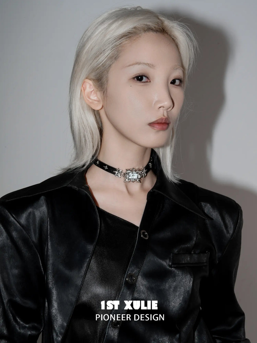 1ST XULIE Jewelry "Star Trails" Zirconia Watch Pendant Choker Necklace in Brass - Lifestyle Shot