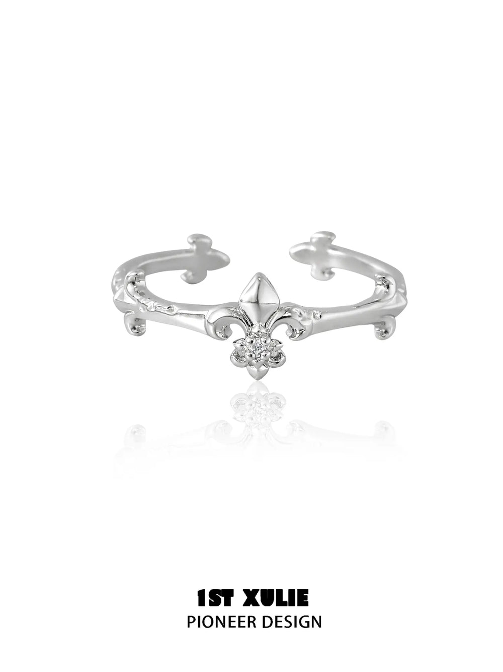 1ST XULIE Jewelry "Irises" Adjustable Iris Zirconia Ring in 925 Sterling Silver - Angle View 2
