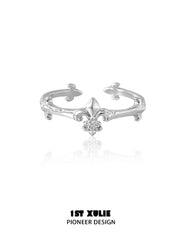 1ST XULIE Jewelry "Irises" Adjustable Iris Zirconia Ring in 925 Sterling Silver - Angle View 2