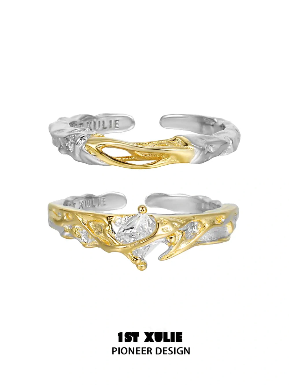 1ST XULIE "Lucifer" Black Swan Feather Wing Ring in 925 Sterling Silver - Product View