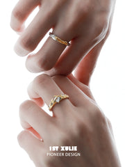 1ST XULIE "Lucifer" Black Swan Feather Wing Ring in 925 Sterling Silver - On Model