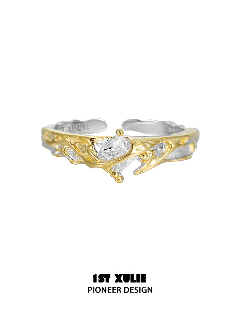 1ST XULIE "Lucifer" Black Swan Feather Wing Ring in 925 Sterling Silver - Side View