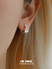 1ST XULIE Jewelry "DAISY" Dainty Daisy Huggie Hoop Earrings in 925 Sterling Silver - Lifestyle Shot