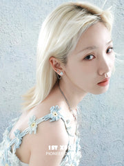 1ST XULIE Jewelry "DAISY" Enamel Chain Drop Stud Earrings in Brass - Product View