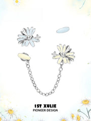 1ST XULIE Jewelry "DAISY" Enamel Chain Drop Stud Earrings in Brass - Packaging View