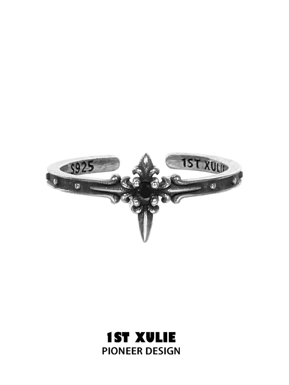 1ST XULIE Jewelry "FALLEN ANGEL" Gothic Dark Angel Statement Open Stackable Ring in 925 Sterling Silver - Alternate Angle