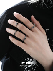 1ST XULIE Jewelry "FALLEN ANGEL" Gothic Dark Angel Statement Open Stackable Ring in 925 Sterling Silver - Lifestyle Shot