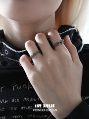 1ST XULIE Jewelry "FALLEN ANGEL" Gothic Dark Angel Statement Open Stackable Ring in 925 Sterling Silver - Side View