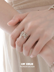 1ST XULIE Jewelry "Bastet" Iris Dangle Adjustable Ring in 18K Gold Plated - On Model Close Up