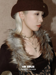 1ST XULIE Jewelry "Bastet" Statement Iris Pearl Drop Dangle Earrings in 18K Gold Plated - On Model