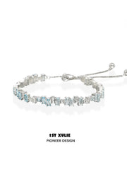1ST XULIE Jewelry "THE SEA" Ocean Blue Icelandic Starry Adjustable Bracelet in Platinum Plated - Product View