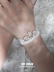 1ST XULIE Jewelry "STARLIGHT LACE" Rococo Star Lace Bangle in Platinum Plated - Detail Shot