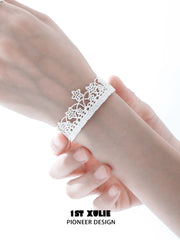 1ST XULIE Jewelry "STARLIGHT LACE" Rococo Star Lace Bangle in Platinum Plated - Packaging View