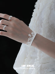 1ST XULIE Jewelry "STARLIGHT LACE" Rococo Star Lace Bangle in Platinum Plated - Texture Detail