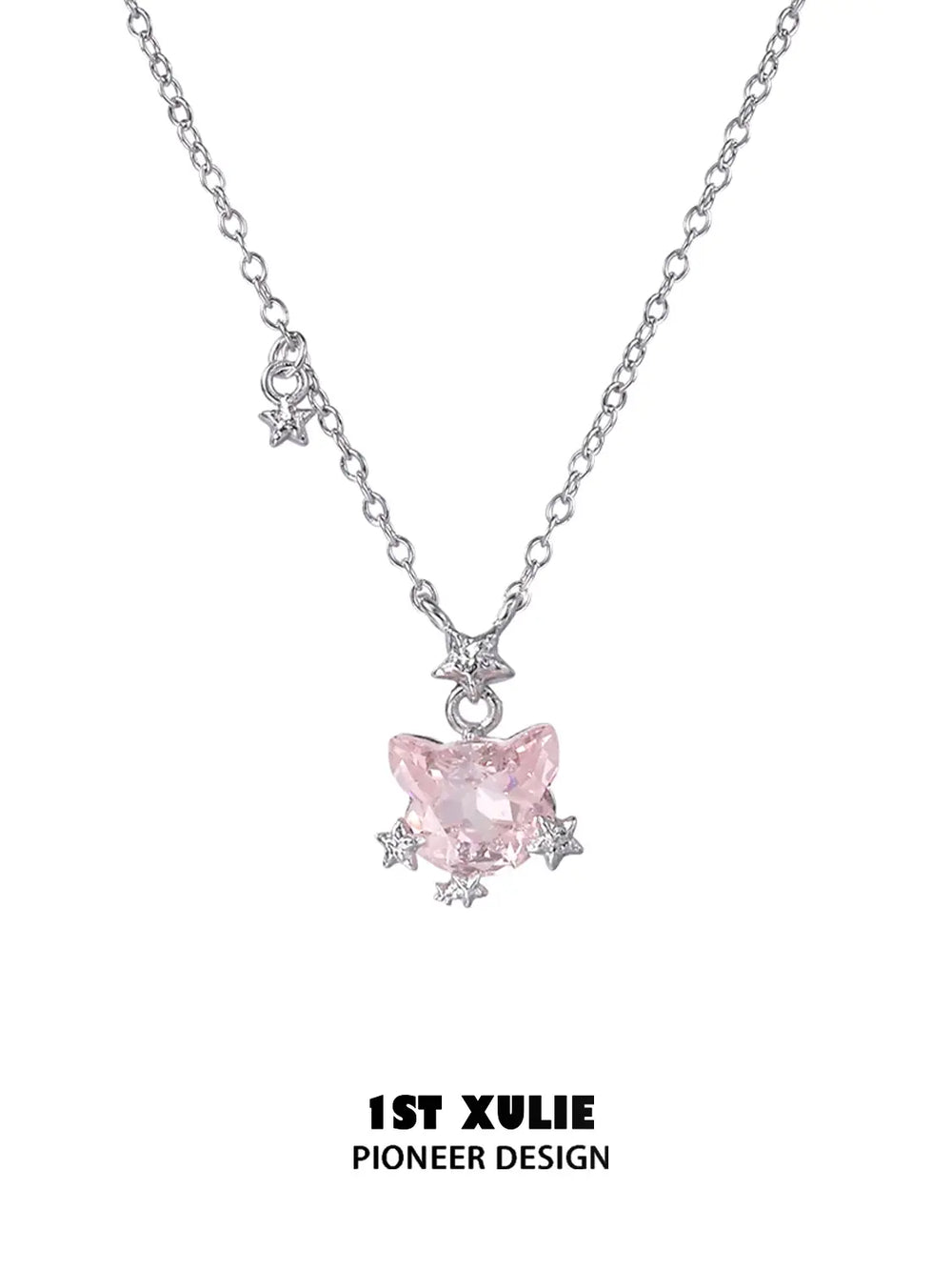 1ST XULIE Jewelry "Rainbow Cat" Sparkling Cat Pendant Necklace in 925 Sterling Silver - Back View