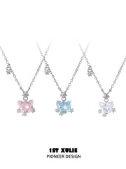 1ST XULIE Jewelry "Rainbow Cat" Sparkling Cat Pendant Necklace in 925 Sterling Silver - Lifestyle Shot