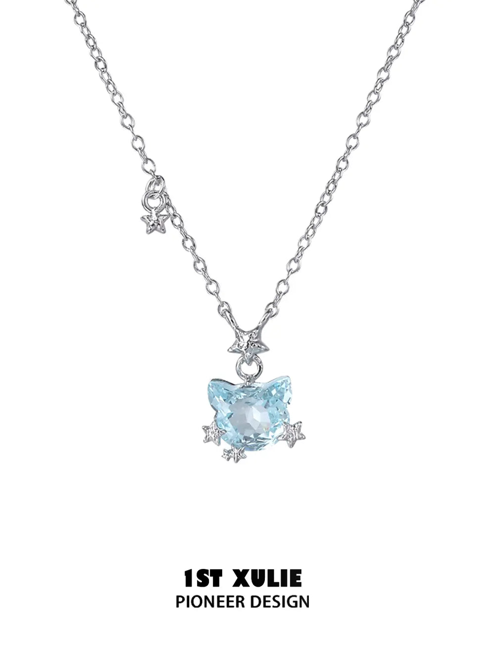 1ST XULIE Jewelry "Rainbow Cat" Sparkling Cat Pendant Necklace in 925 Sterling Silver - Size Comparison